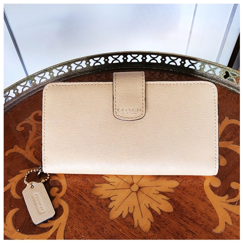 Coach Saffiano Leather Phone Wallet - Brass/Toffee (F66265)